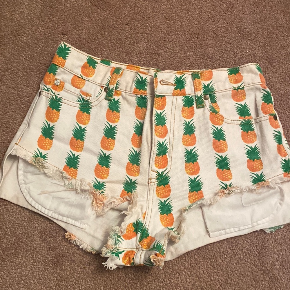 Pineapple denim shorts